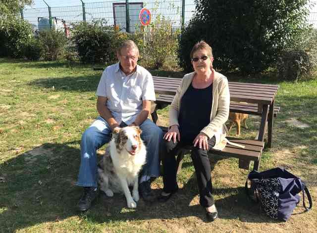 Sandy, Phil & Berney (Poppy & Bobby in the car) enjoying a break on their way from Castellón in Spain to Derby, UK)